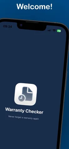 Tela do app Warranty Checker, 1/3