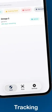 Tela do app Warranty Checker, 2/3